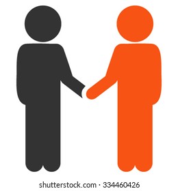 Children Handshake vector icon. Style is bicolor flat symbol, orange and gray colors, rounded angles, white background.