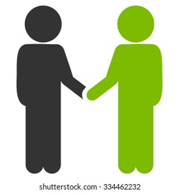 Children Handshake vector icon. Style is bicolor flat symbol, eco green and gray colors, rounded angles, white background.