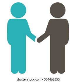 Children Handshake vector icon. Style is bicolor flat symbol, grey and cyan colors, rounded angles, white background.
