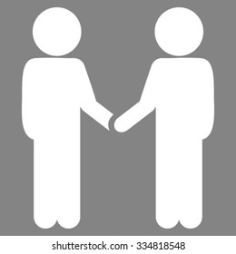 Children Handshake vector icon. Style is flat symbol, white color, rounded angles, gray background.
