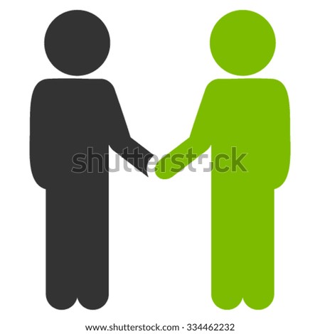 Children Handshake vector icon. Style is bicolor flat symbol, eco green and gray colors, rounded angles, white background.