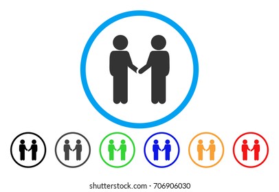 Children Handshake vector rounded icon. Image style is a flat gray icon symbol inside a blue circle. Additional color versions are grey, black, blue, green, red, orange.