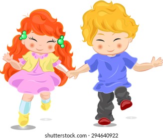 Children happily running
