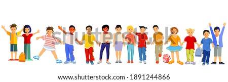Children happily together, vector illustration