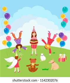Children happy birhday party
