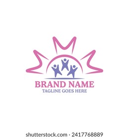 Children happy shine logo. Simple, modern, unique, character.