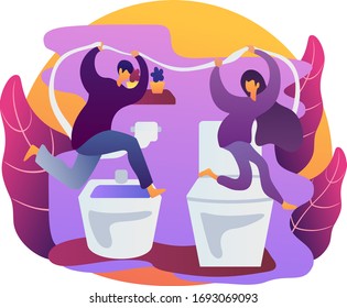Children have fun in the bathroom