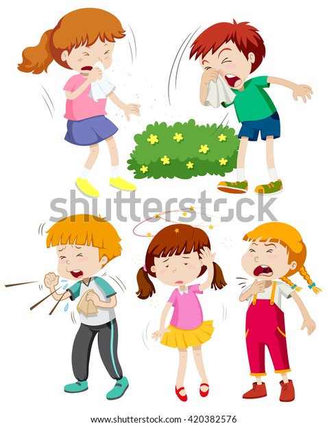 Children Having Cold Fever Illustration Stock Vector (Royalty Free ...