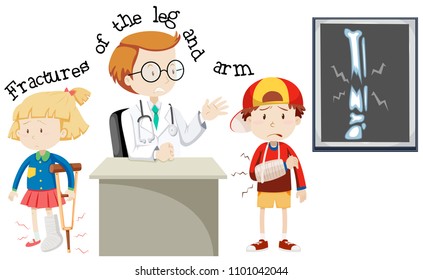 Children Having Fractures Leg and Arm illustration