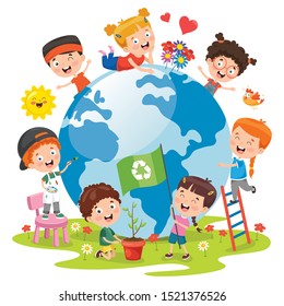 Children Having Fun With Earth