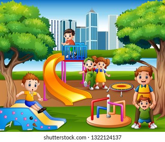 Children Having Fun Family Playground Stock Vector (Royalty Free ...