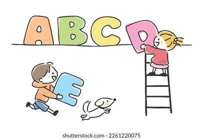 Children having fun learning English.