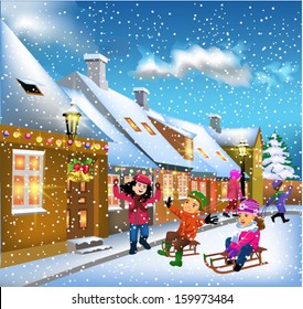children having fun on the street