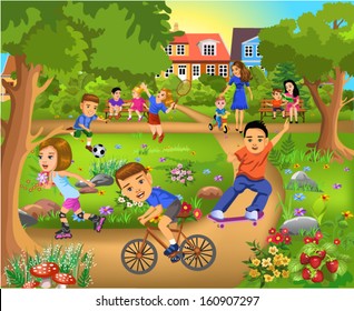 children having fun in the park