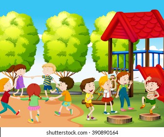 Boys and girls playing in playground Images, Stock Photos & Vectors ...