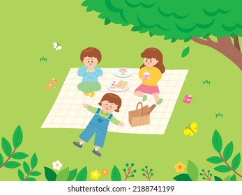 children are having a picnic