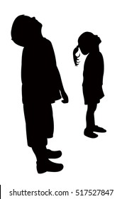children head looking up, silhouette vector 