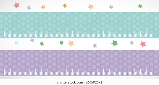 Children height meter wall Sticker set lilac blue. Set stiker with stars. Vector