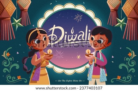 Similar – Image, Stock Photo Boy illuminated with lantern telling a terror story to surprised girl sitting in dark living room