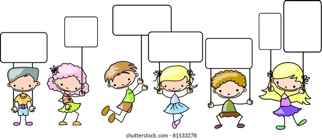 Children hold a banner