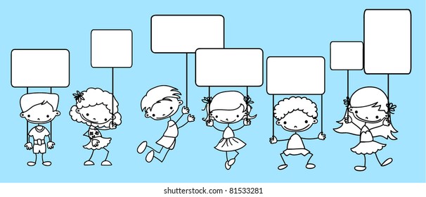 Children hold a banner