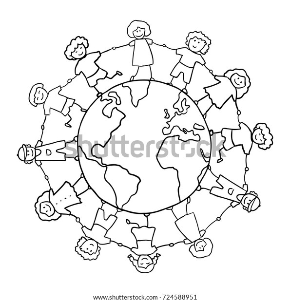 Children Holding Hands Around Planet Vector Stock Vector (Royalty Free ...