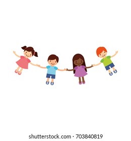 Children holding hands characters