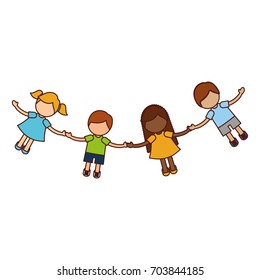 Children holding hands characters