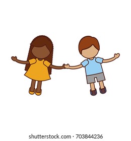 Children holding hands characters