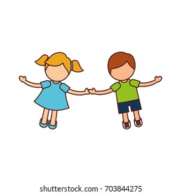 Children holding hands characters