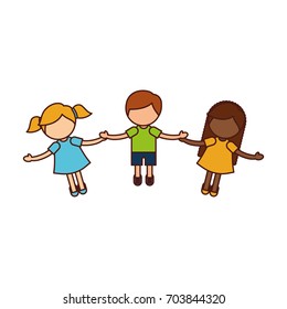 Children holding hands characters