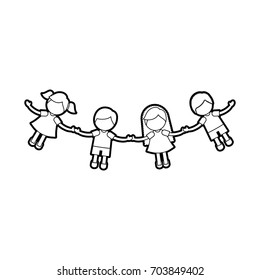 Children holding hands characters