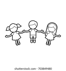 Children holding hands characters