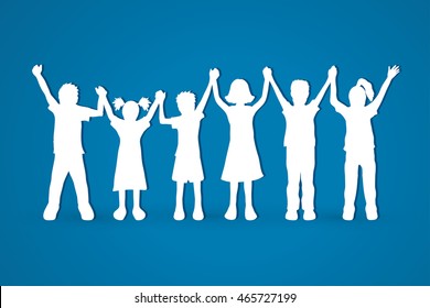 Children Holding Hands Graphic Vector.