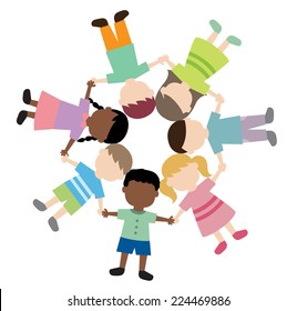 children holding hands illustration