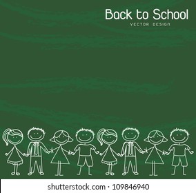 children holding hands over green background Back to school