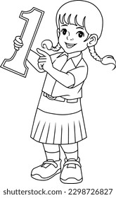 Children holding number one vector image