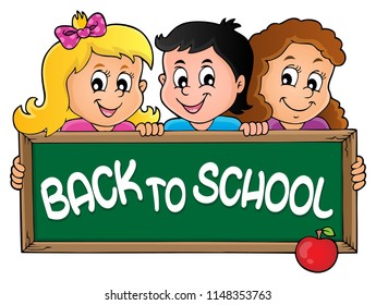Children holding schoolboard theme 2 - eps10 vector illustration.