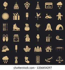 Children holiday icons set. Simple style of 36 children holiday vector icons for web for any design