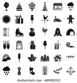 Children holiday icons set. Simple style of 36 children holiday vector icons for web isolated on white background