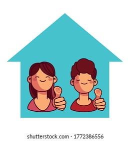 children at home smiling and calm illustration desing