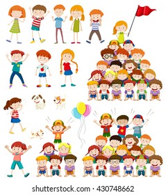 Children And Human Pyramid Illustration