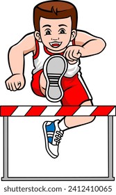 children hurdle race vector illustration isolated on white background