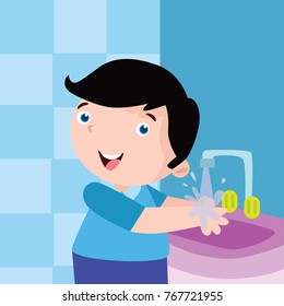 Children hygiene campaign illustration. Children doing a healthy lifestyle poster series