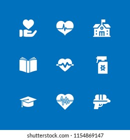 children icon. 9 children set with school, health, water gun and heart vector icons for web and mobile app