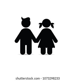 children icon holding hands vector on white background