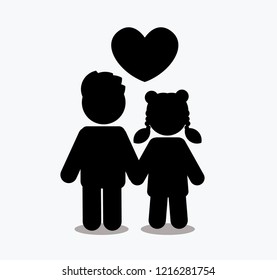 Children icon, Love icon, couple icon  with heart graphic vector.
