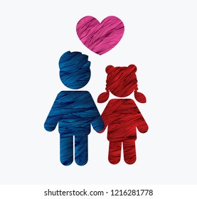 Children icon, Love icon, couple icon  with heart graphic vector.