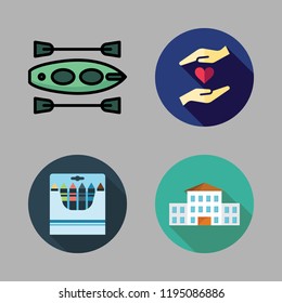 children icon set. vector set about crayons, charity, canoe and school icons set.