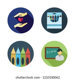 children icon set. vector set about crayons, teacher and charity icons set.